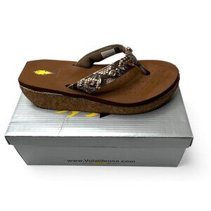 Volatile Womens Grand Wedges Thong Sandals in Natural Brown Size 11 bejeweled